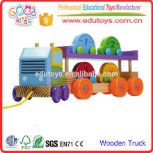2016 Новый стиль деревянная игрушка для детей для детей, деревянная автомобильная игрушка для детей, яркий цвет, тянущий вдоль игрушки для грузовиков